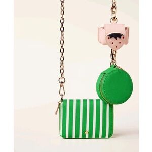 Kate Spade Mini Green and White Striped Crossbody Bag/Excellent Condition
